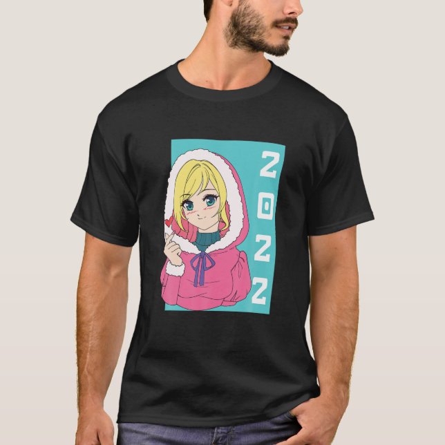 Camiseta Anime Girl Japan Mang, Feliz ano novo 2022 (Frente)