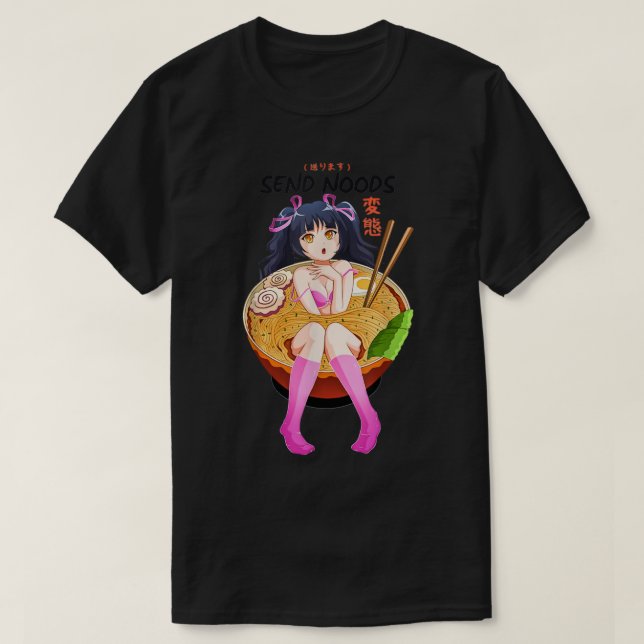Camiseta Anime Girl Japanese - Send Noods Ramen Noodle Bowl (Frente do Design)