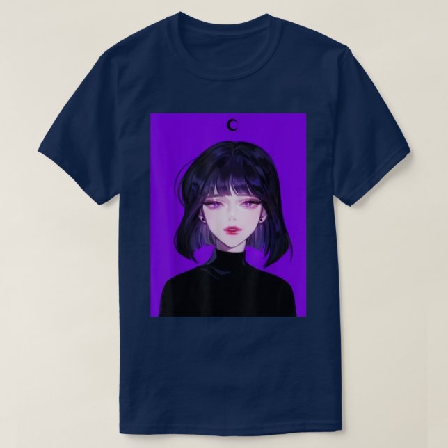 Camiseta Anime Girl Kawaii Gothic Waifu Aesthetic Japanese  (Frente do Design)