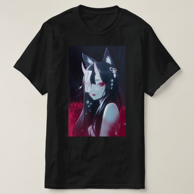 Camiseta Anime Girl Kawaii Waifu Aestética japonesa Manga O (Frente do Design)