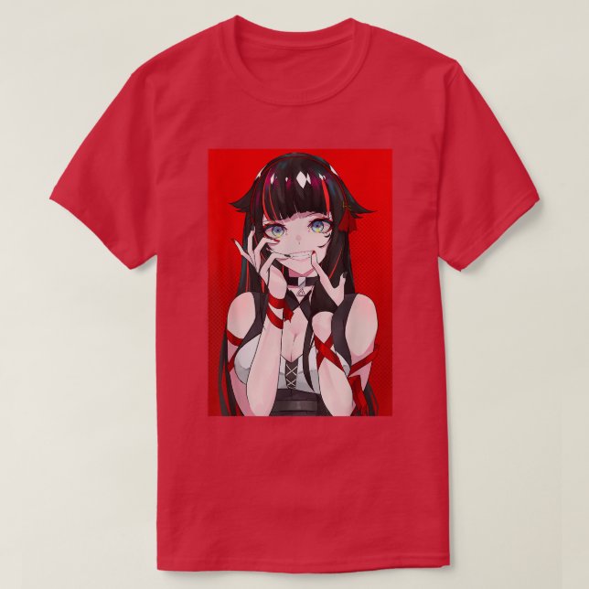 Camiseta Anime Girl Kawaii Waifu Aestética japonesa Manga O (Frente do Design)