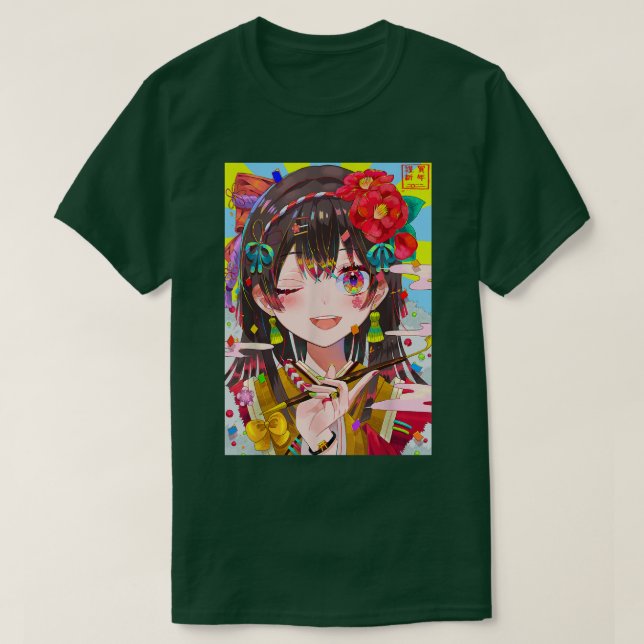 Camiseta Anime Girl Kawaii Waifu - Estética japonesa Otaku  (Frente do Design)