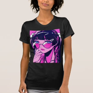 Camiseta Anime Girl Kawaii Waifu - Estética Rosa Japonesa O