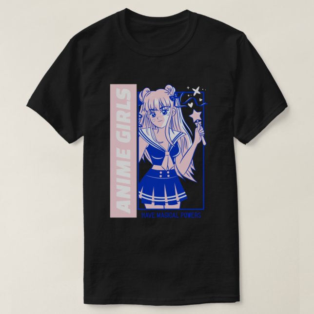Camiseta Anime Girl Magical Powers (Frente do Design)