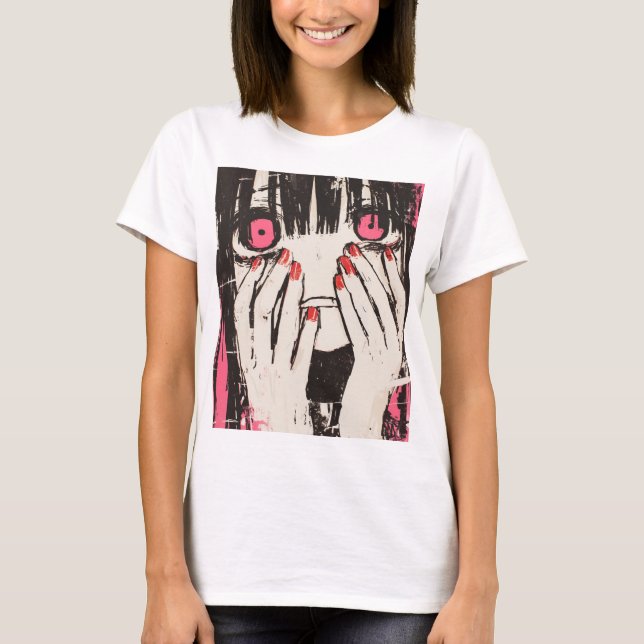 Camiseta Anime Girl Printed T Shirt (Frente)