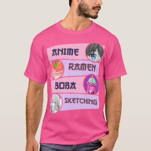 Camiseta Anime Girl Ramen Boba Art Lover Sketching Aestheti