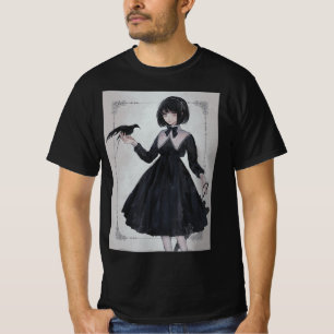 Camiseta Anime Girl Sad Retro Aestético Japonês Otaku