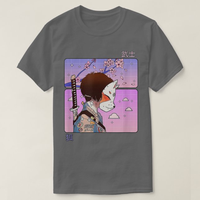 Camiseta Anime Girl Samurai Pastel Goth Aesthetic Kawaii Ot (Frente do Design)
