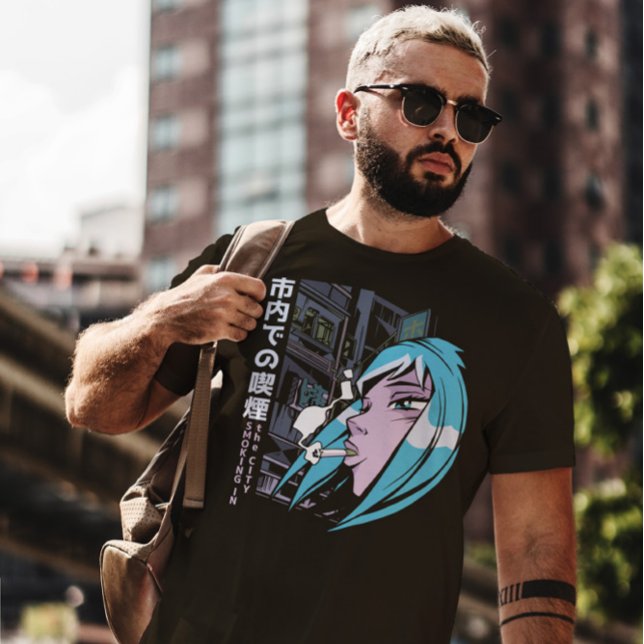 Camiseta Anime Girl Smoking (Criador carregado)