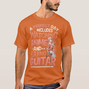 Camiseta Anime Girl Tocando Violão Assistindo Anime Tocando