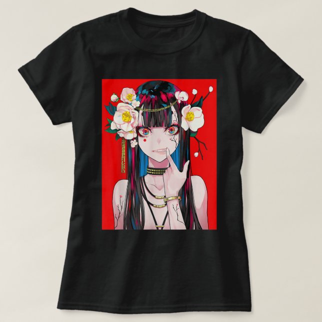Camiseta Anime Girl Waifu japonês estético Kawaii Otaku (Frente do Design)