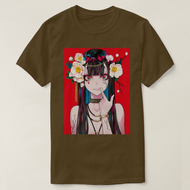 Camiseta Anime Girl Waifu japonês estético Kawaii Otaku P (Frente do Design)