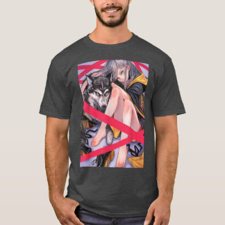 Camiseta Anime Girl Waifu Wolf Aestético Japonês Otaku