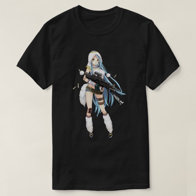 Camiseta Anime Girl With Gun (Frente do Design)