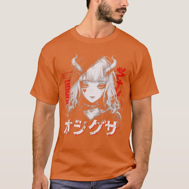Camiseta Anime Goth Grunge Demon Girl Waifu Horror Alt Aest (Frente)