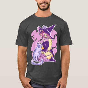 Camiseta Anime Gótico Gótico de Bruxas Modernas Halloween P