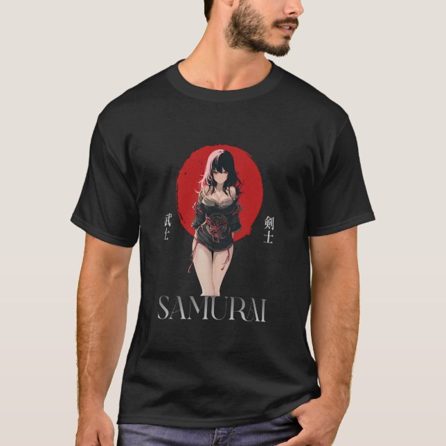 Camiseta Anime Grunge Waifu Samurai Emo Japanese Anime Girl (Frente)