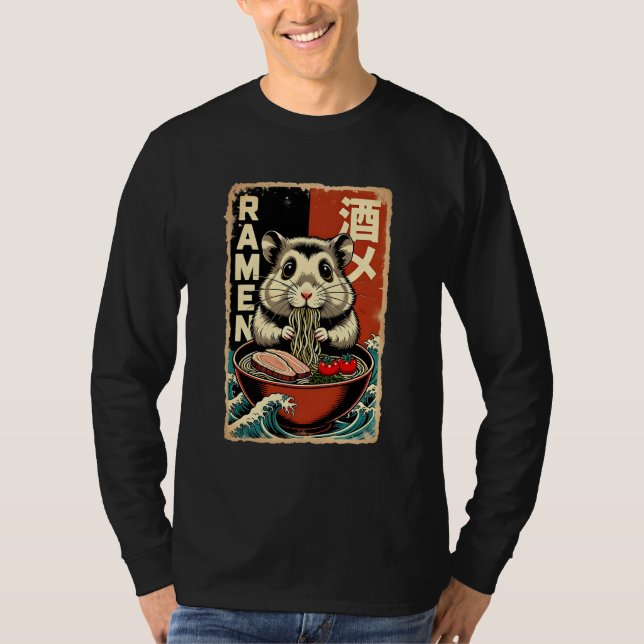 Camiseta Anime Hamster Eating Ramen Japanese Cute & Funny K (Frente)