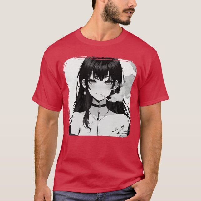 Camiseta Anime Horror Girl Aesthetic Grunge Waifu Japanese  (Frente)