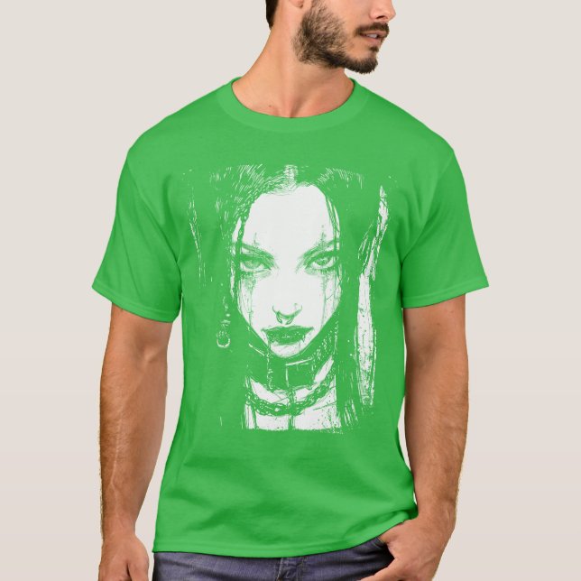 Camiseta Anime Horror Girl Aesthetic I Waifu Japanese Otaku (Frente)