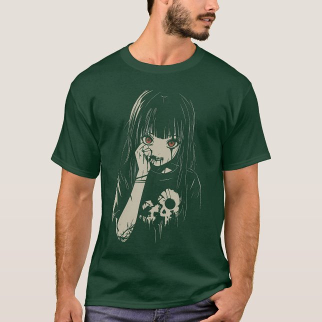Camiseta Anime Horror Girl Aesthetic Soft Grunge Waifu Japa (Frente)