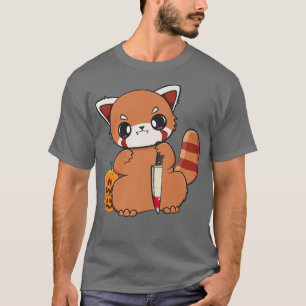 Camiseta Anime Horror Halloween Red Panda Witch Cute Chibi 