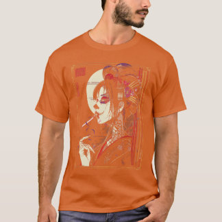 Camiseta Anime Japonês Goth Cyberpunk Cidade Geisha Arte Vi