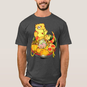 Camiseta Anime Japonês Kawaii, Dragão Barbudo Ramen Noodles