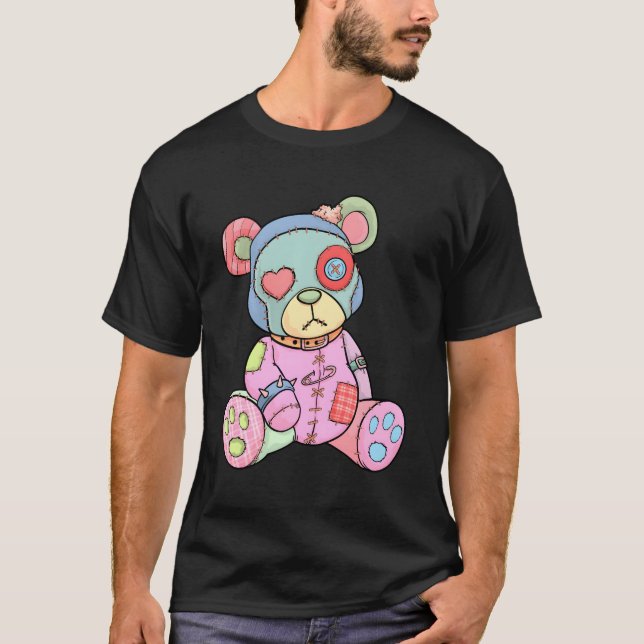Camiseta Anime japonês Kawaii Menhe do Urso Gótico Pastel (Frente)