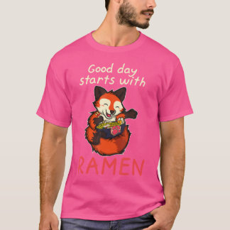 Camiseta Anime japonês Kawaii Ramen Noodles Fox