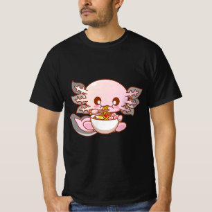 Camiseta Anime japonês Ramen Axolotl Kawaii Comida