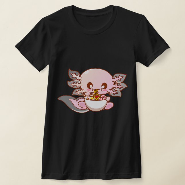 Camiseta Anime japonês Ramen Axolotl Kawaii Comida (Postura )