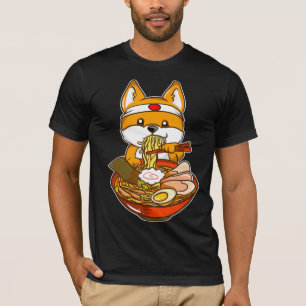 Camiseta anime japonês shiba inu ramen