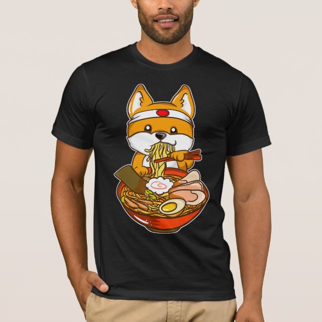 Camiseta anime japonês shiba inu ramen (Frente)