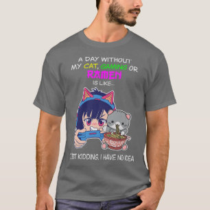Camiseta Anime Jogos Gatos Gato Ramen Noodles Vídeo Jogos