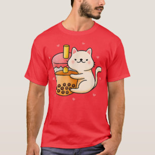 Camiseta Anime Kawaii Cat Boba Bubble Tea Anime Merch prese