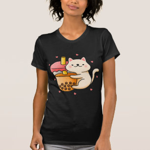 Camiseta Anime Kawaii Cat Boba Bubble Tea Anime Merch prese