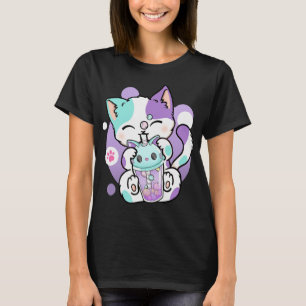 Camiseta Anime Kawaii Cat Boba Bubble Tea Neko Boba Tea Cat
