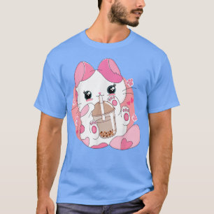 Camiseta Anime Kawaii Cat Boba Bubble Tea Women Men Teen Bo