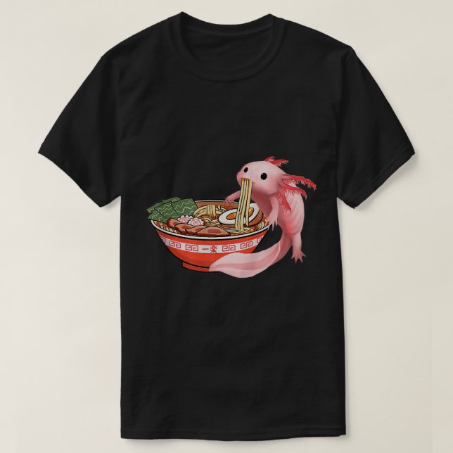 Camiseta Anime Kawaii Cute Axolotl Japonês Ramen Noodles A (Frente do Design)