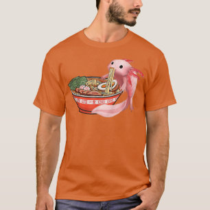 Camiseta Anime Kawaii Cute Axolotl Japonês Ramen Noodles A
