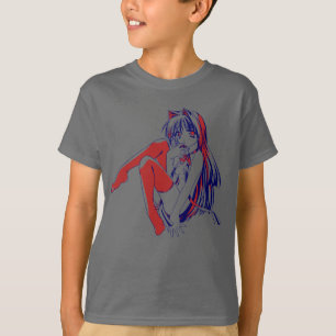 Camiseta Anime Kawaii, Manga Americana Neko Catgirl