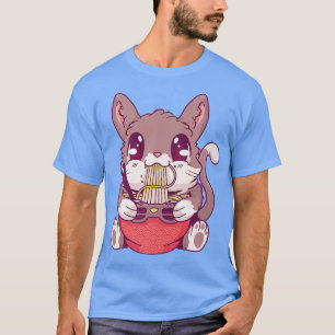 Camiseta Anime Kawaii Ramen Cat 392 Estilo Japão
