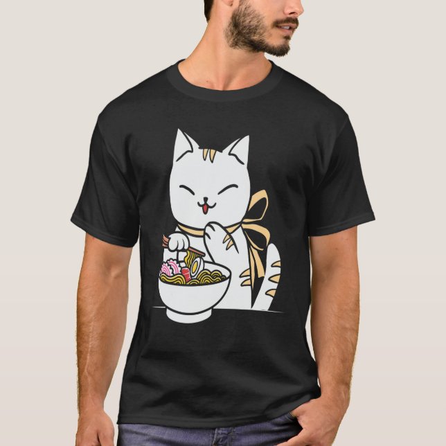 Camiseta Anime Kawaii Shiba-Inu-Eating-Ramen (Frente)