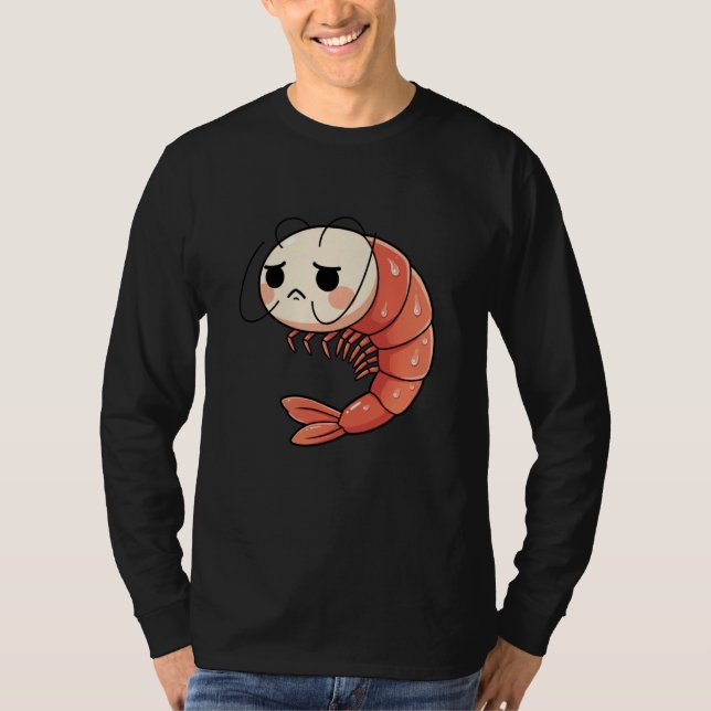 Camiseta Anime Kawaii Shrimp Chibi, Cute Grumpy Shrimp Mang (Frente)