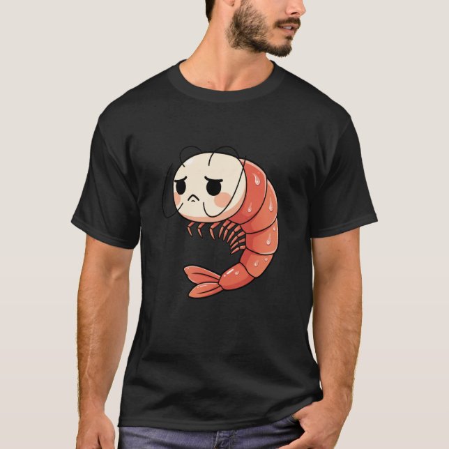 Camiseta Anime Kawaii Shrimp Chibi, Cute Grumpy Shrimp Mang (Frente)