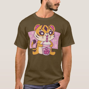 Camiseta Anime Kawaii Tiger Boba Bubble Tea 34