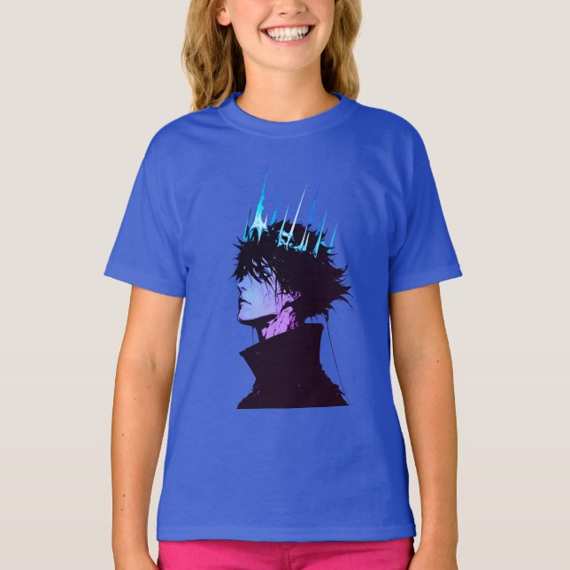 Camiseta Anime King Gothic Male Portrait with Blue Crown (Frente)