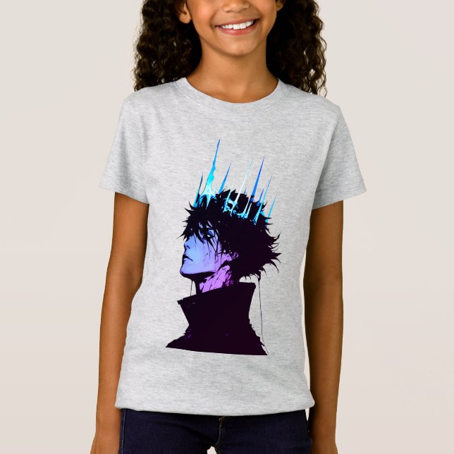 Camiseta Anime King Gothic Male Portrait with Blue Crown (Frente)