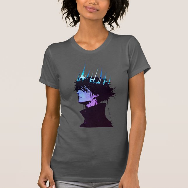 Camiseta Anime King Gothic Male Portrait with Blue Crown (Frente)